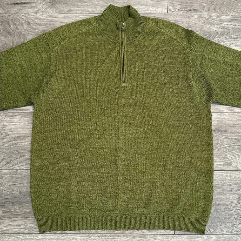 Tommy Bahama 1/2 Zip Silk Cotton Blend Long Sleeve Sweater Green Size XL‎